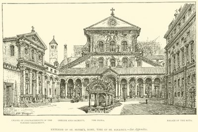 Szent Péter-templom külseje, Róma, Szent Ignác kora (metszet) alkotó: Henry William Brewer