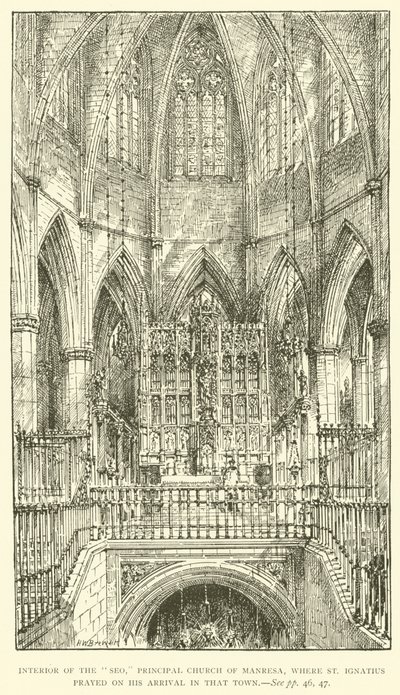 A "Seo" manresai főtemplom belseje, ahol Szent Ignác imádkozott a városba érkezésekor (metszet) alkotó: Henry William Brewer