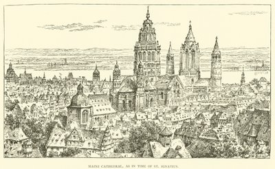 Mainzi katedrális, mint Szent Ignác idején (metszet) alkotó: Henry William Brewer
