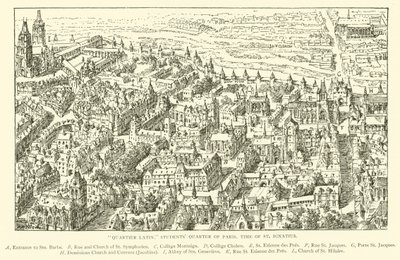 „Latin negyed”, Párizs diáknegyede, Szent Ignác ideje (metszet) alkotó: Henry William Brewer