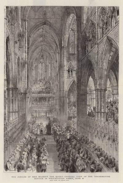 Őfelsége, a királynő jubileuma, általános nézet a hálaadó istentiszteletről a Westminster Abbeyben, június 21. alkotó: Henry William Brewer