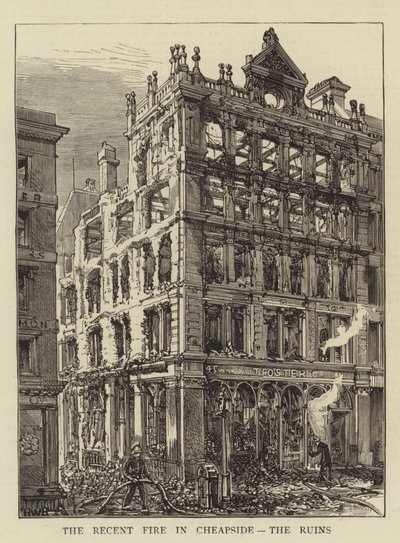 A legutóbbi tűz a Cheapside-ban, a romok alkotó: Henry William Brewer