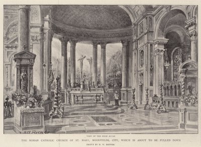 A lebontás előtt álló Szent Mária római katolikus templom, Moorfields, City alkotó: Henry William Brewer