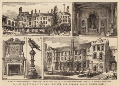 Eltűnő London, az Old Convent és a Cupola House, Hammersmith alkotó: Henry William Brewer