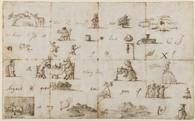 Piktogram betű (toll, tinta és WC papíron) alkotó: Henry William Bunbury
