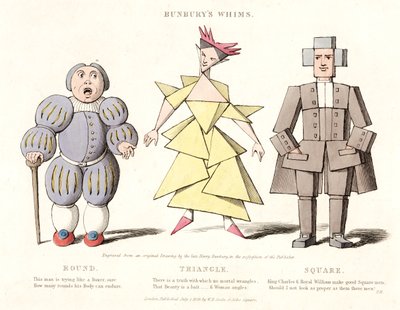 Kerek, háromszög és négyzet, a Bunburys Whims-ből, 1828 alkotó: Henry William after Bunbury