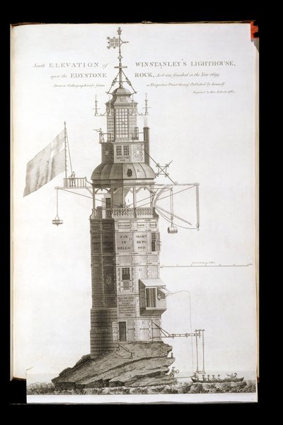 Eddystone világítótorony, amelyet Henry Roberts vésett (fl.1762), 1762 alkotó: Henry Winstanley