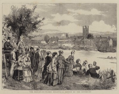 A Henley-on-Thames Regatta, egy vázlat a folyóparton alkotó: Henry Woods