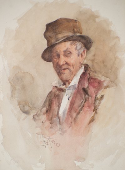 Egy cilinderes férfi portréja (akvarell) alkotó: Henry Wright Kerr