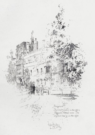 Brasenose College, Oxford, Reginald Heber angol pap és író szobája (litho) alkotó: Herbert (after) Railton