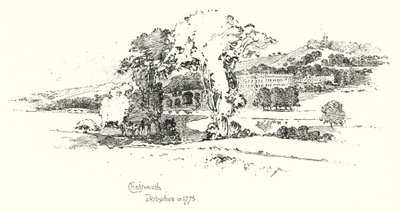 Chatsworth, Derbyshire, 1775-ben (litho) alkotó: Herbert (after) Railton