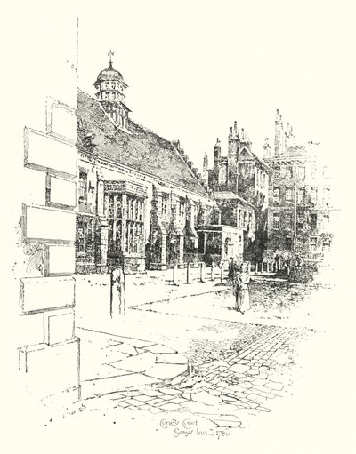 Coney Court, Grays Inn, 1780-ban (litho) alkotó: Herbert (after) Railton