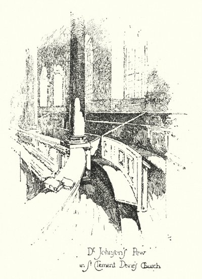 Dr. Johnson’s Pew, St Clement Dane’s Church, London (litho) alkotó: Herbert (after) Railton