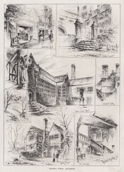 Hoghton Tower, Lancashire (metszet) alkotó: Herbert (after) Railton