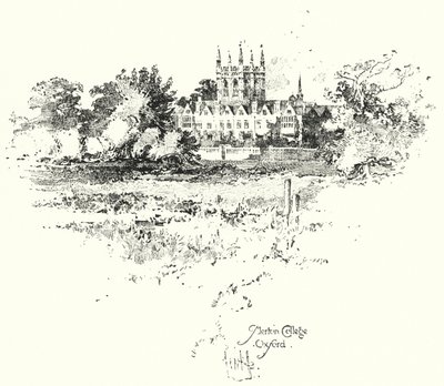 Merton College, Oxford (litho) alkotó: Herbert (after) Railton