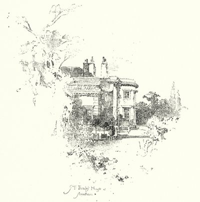 Mrs. Thrale háza, Streatham (litho) alkotó: Herbert (after) Railton