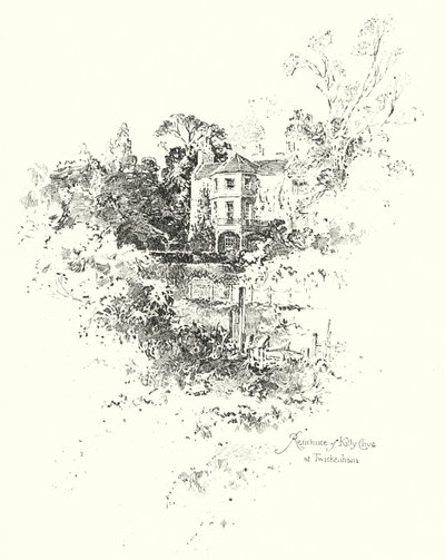 Kitty Clive rezidenciája, Twickenham, London (litho) alkotó: Herbert (after) Railton