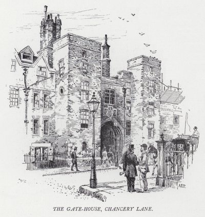 A Gate-House, Chancery Lane (metszet) alkotó: Herbert (after) Railton