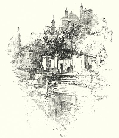 A Temple Stairs, London, 1790-ben (litho) alkotó: Herbert (after) Railton