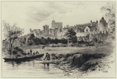 Windsori kastély a Berkshire partról (metszet) alkotó: Herbert (after) Railton