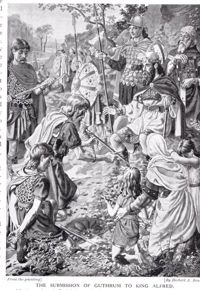 Guthrum behódolása Alfréd királynak, illusztráció a "Hutchinson