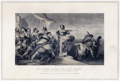Alfréd király uszítja az angolszászokat a dánok inváziójának visszaverésére, 896, 1847 alkotó: Herbert Bourne