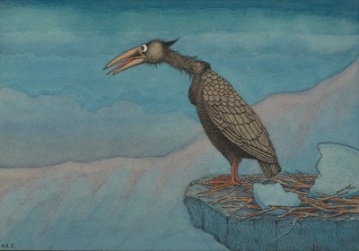 Újonnan kikelt ragadozómadár, 1910 körül alkotó: Herbert E. Crowley