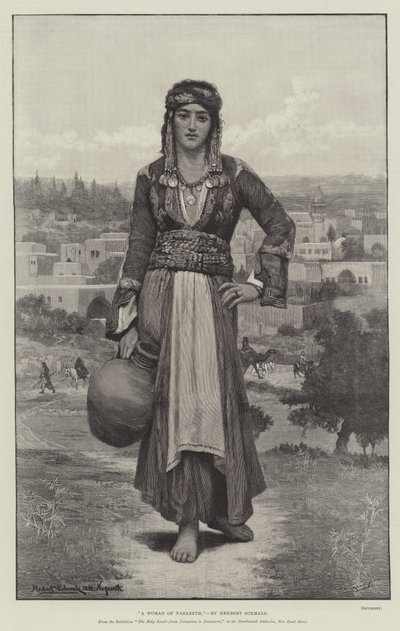 Egy názáreti nő a The Holy Land kiállításról, Jeruzsálemtől Damaszkuszig, a Dowdeswell Galériában, New Bond Street alkotó: Herbert Gustave Schmalz