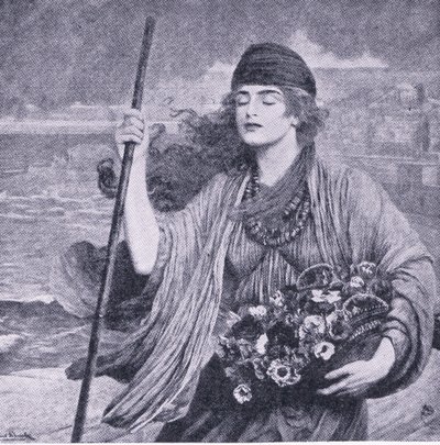 Nydia, a pompeii vak lány, illusztráció a világ legjobb könyveinek könyvtárából, 1940 körül alkotó: Herbert Gustave Schmalz