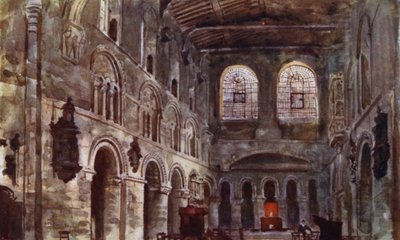 A Szent Bertalan-templom belseje a restaurálás előtt (színes litó) alkotó: Herbert Menzies (after) Marshall