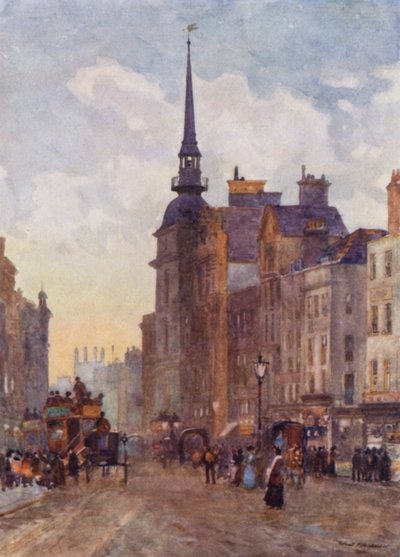 Lenézés a Ludgate-hegyre a Szent Pál lépcsőjéről (színes litó) alkotó: Herbert Menzies (after) Marshall