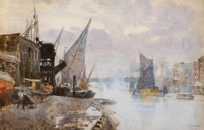 Hajózás a Temzén Bankside-nál, 1884 körül (akvarell) alkotó: Herbert Menzies Marshall