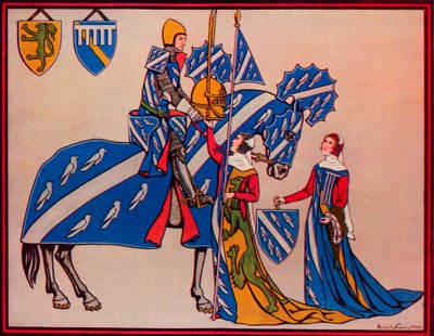 Sir Geoffrey Luttrell, felesége és menye, c1340, 1926 alkotó: Herbert Norris