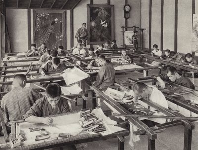 Japán az 1920-as években: Hímzőiskola Kiotóban (f/w fotó) alkotó: Herbert Ponting