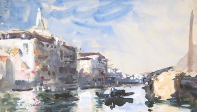 Jelenet a Canal Grandén, Velence, 19. század. alkotó: Hercules Brabazon Brabazon