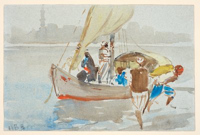 Kairó látképe (?) (korábban "Velence látképe"), 1860-97 körül (akvarell világoskék szőtt papíron, lefektetve) alkotó: Hercules Brabazon Brabazon