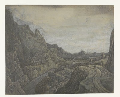 Sziklás táj úttal és folyóval alkotó: Hercules Segers