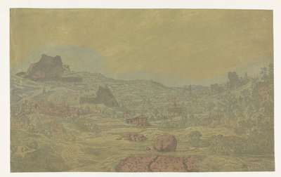 Völgy folyóval és város négy toronnyal alkotó: Hercules Segers