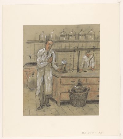 Két férfi egy laboratóriumban alkotó: Herman Heijenbrock (possibly)