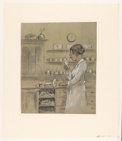 Nő a laboratóriumban alkotó: Herman Heijenbrock (possibly)