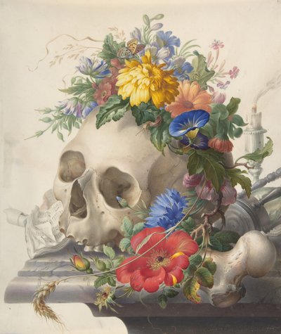 Vanitas csendélet, n.d. alkotó: Herman Henstenburgh