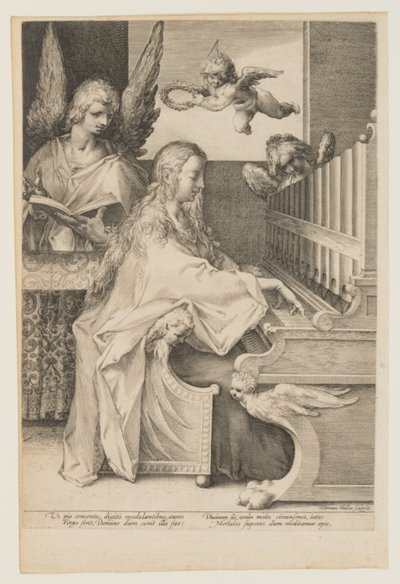 Szent Cecília orgonán játszik két angyallal alkotó: Herman Jansz. Muller
