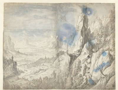 Tágas táj Krisztus kísértésével alkotó: Herman Saftleven