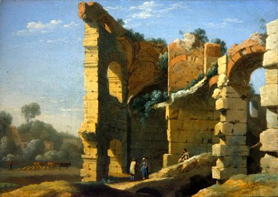 Olaszos tájkép beszélgető alakokkal (olaj, vászon) alkotó: Herman van Swanevelt