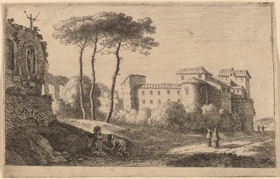 Kilátás a "Quattro Santi Coronati" templomra alkotó: Herman van Swanevelt