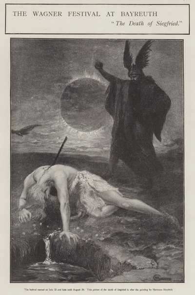 Wagner Fesztivál Bayreuthiban: Siegfried halála (litho) alkotó: Hermann (after) Hendrich