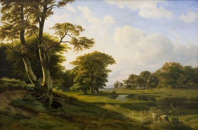Erdei táj Hellebæknél. Esik alkotó: Hermann Carmiencke