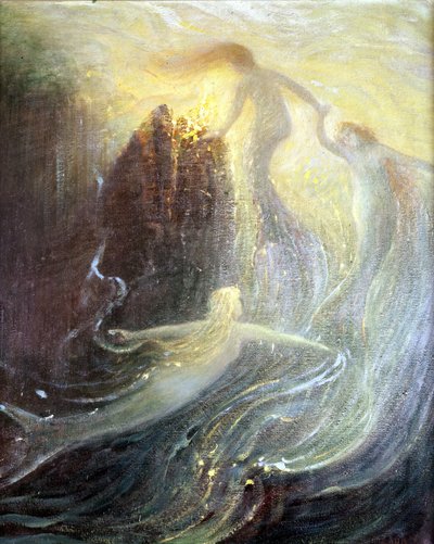 Richard Wagner „Les filles du Rhine” című operájának díszlete, 1869-ben: Herman Hendrich festménye. Wagner Múzeum, Bayreuth. alkotó: Hermann Hendrich