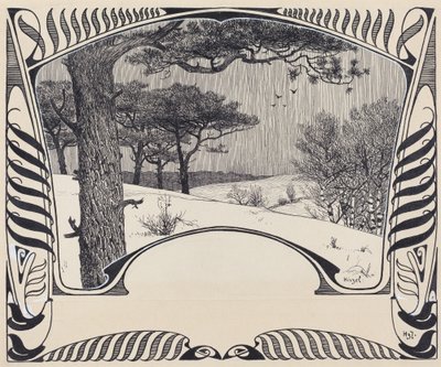 Téli táj egy jugendstil határon belül alkotó: Hermann Hirzel