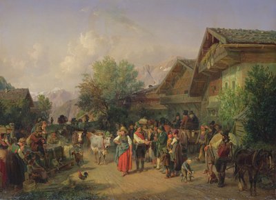 Hazatérés az alpesi legelőről, 1848 alkotó: Hermann Kauffmann